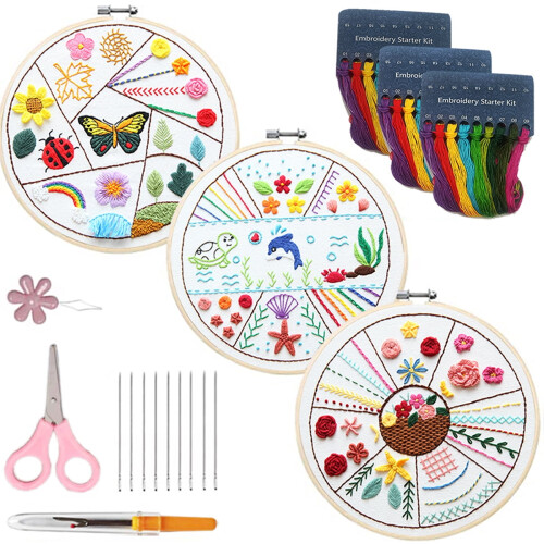 Relax Love Embroidery Starter Kit for Beginners with 3