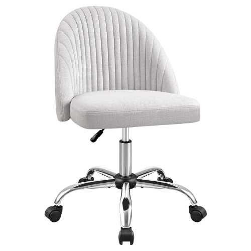Modern Armless Office Chair Grey Fabric Adjustable Swivel