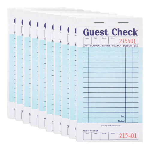Carnets de notes pour invités avec reçus, bleus