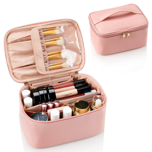 Make-uptas zwart, draagbare cosmetica-organizer met grote capaciteit