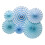 Wall Hanging Paper Fans Set Silver Blue 6-Pack 1