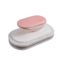 Rengjøringsbørste rosa PP + skuresvamp 1 stk