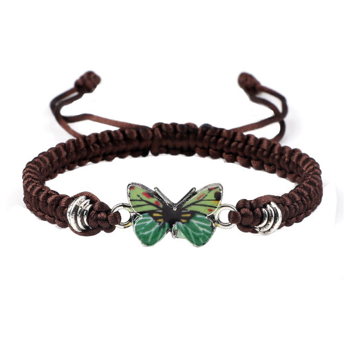 Butterfly friendship bracelet green adjustable 1