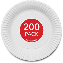 Paper Plates White Uncoated 9 Inch 200 Count