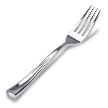 Plastic silver forks glossy heavy-duty 75-pack