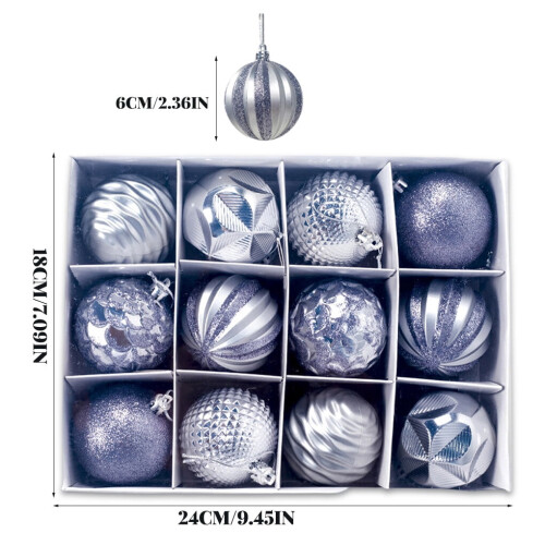 Worallymy Mini Hanging Baubles Silver Plastic Christmas 1