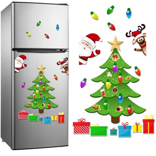 Christmas tree bulb fridge magnet set 12 pcs