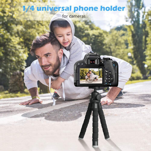 Phone Tripod Black Portable Flexible with Remote and Clip 2