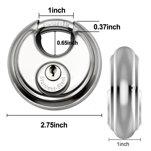 Round Lock Padlock Stainless Steel Waterproof Silver 2