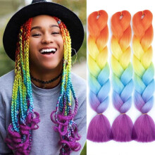 SUGARMOM ombre blue braiding hair 24 inch 3 packs