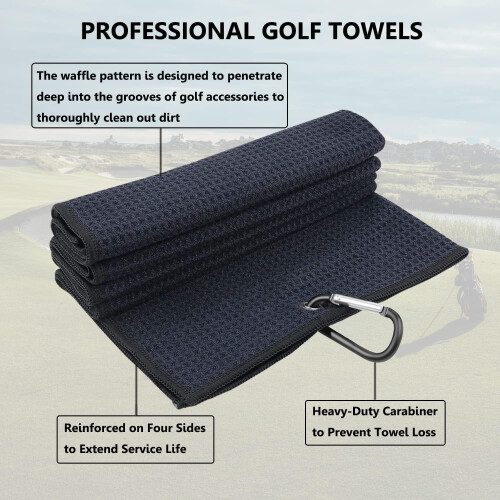 MGEZCOO microfiber golf towel tri-fold 16x24 inch 3 pack 2
