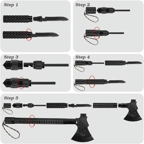 Camping Axe Folding Tactical Hatchet with Hammer Black 2