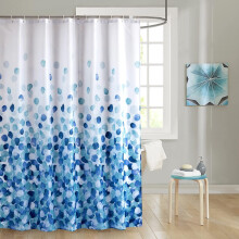 Waterproof Shower Curtain Polyester 180x180cm Blue Petals