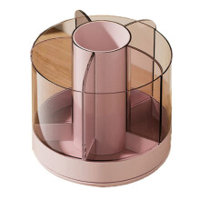 Pen holder organizer for desk pink rotating 1 piece