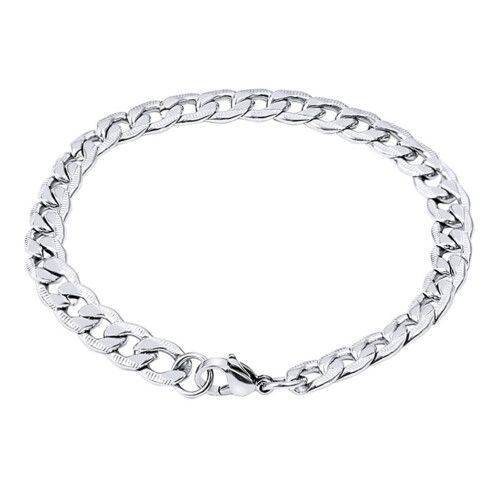 Men's Chunky Chain Bracelet Titanium Steel Silver