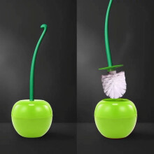 Cherry-shaped toilet brush and holder set green white red