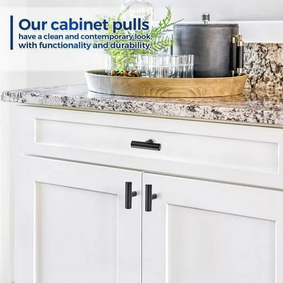 Matte Black Square Cabinet Knobs Single Hole