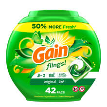 Gain Flings Wasmiddel Pacs, 31 Stuks, Originele Geur, 3 in 1 HE Pacs met Oxi Boost en Febreeze