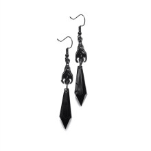 Women's Vintage Ruby or Black Gem Drop Earrings 1 Pair