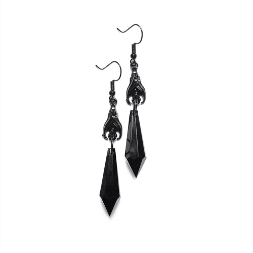 Women's Vintage Ruby or Black Gem Drop Earrings 1 Pair