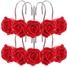 Koolleo Duschvorhanghaken mit Rosenmuster (12 Stück)