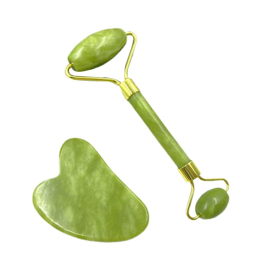 Facial Roller Massager Set Jade Stone 2-Piece