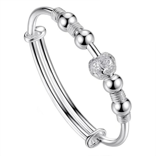 Hollow Bead Charm Bracelet Adjustable Women's Bangle