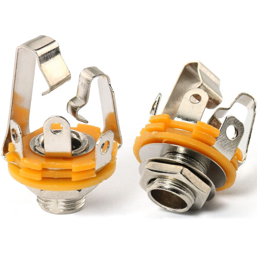 TRS Stereo Female Panel Mount Jack Silver 2PCS