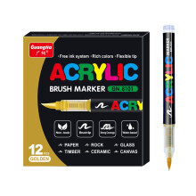 Acrylic Paint Pens Soft Brush Tip12Pcs Gold