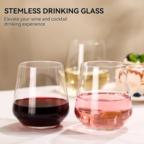 Red Wine Glasses Set 4 - Hand Blown, 23 oz, Tall Stem 1