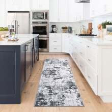 Haperlare runner rug modern abstract light gray 2 ft x 6 ft