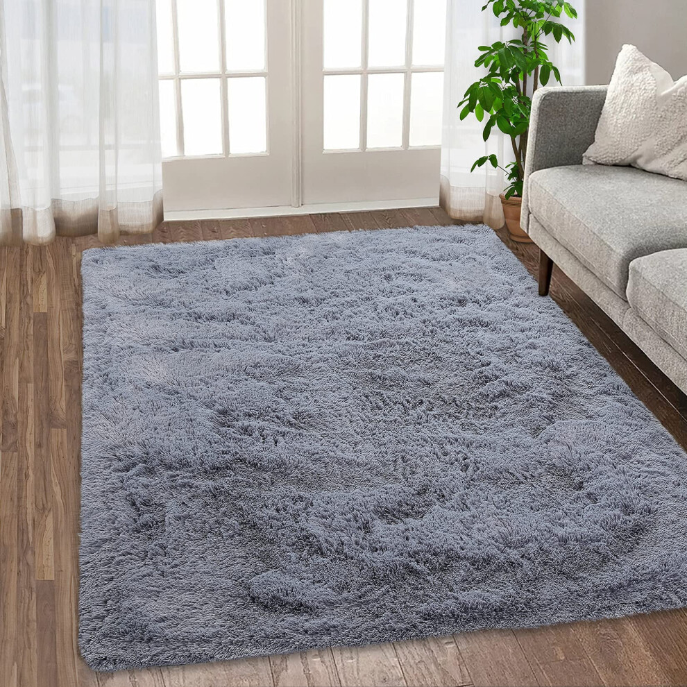 Haperlare fluffy area rug gray 2.6 ft x 4.9 ft
