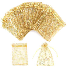 Organza Gift Bags 4x6 Inch Gold Drawstring Pouches 100 pcs