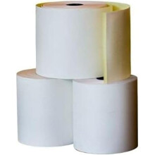 Role de chitanțe autocopiative, două straturi, alb/canary, 7,6 cm x 27,6 m, 30