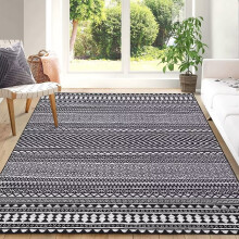 Boho geometric area rug soft non-slip 5'x7' black