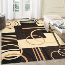 Contemporary circle print area rug brown 5' x 7'