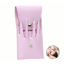 Tweezers Set Purple Professional Precision 4 Pcs