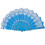Handheld lace silk flower fan sky blue 1 piece 1