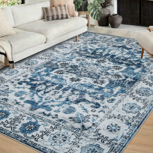 Haperlare Persian rug blue white 5x7 ft vintage medallion