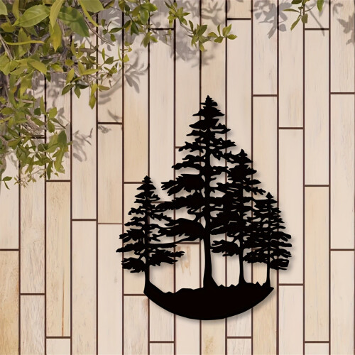 Pine Tree Wall Decor Metal Art Sticker 1 Piece 1
