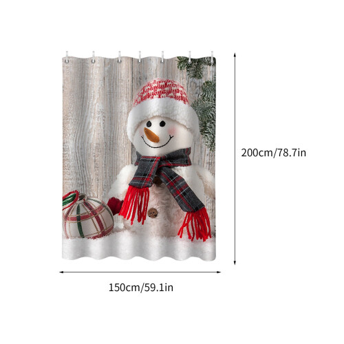 Christmas shower curtain waterproof mildew-resistant 2