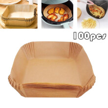 ionze Air Fryer eldobható papírfóliák 16x16cm, 100 db, tapadásmentes, élelmiszeripari minőségű pergamen sütéshez, pirításhoz,