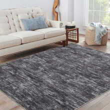Modern washable area rug dark grey 4 ft x 6 ft