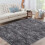 Modern washable area rug dark grey 4 ft x 6 ft 1