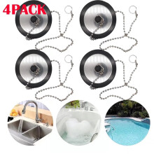 Rubber Sink Stopper with Chain 4 Pack