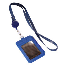 Sealbhóir Suaitheantais Leathar PU le Lanyard agus Ríl Intarraingthe