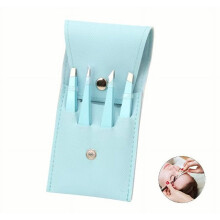 Tweezers Set Blue Professional Precision 4 Pcs