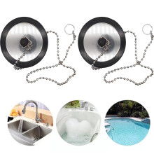 Rubber Sink Stopper with Chain 2 Pack