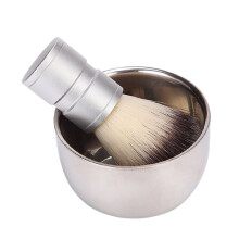 Men's Beard Cleaning Kit with Nylon Brush and Metal Bowl
