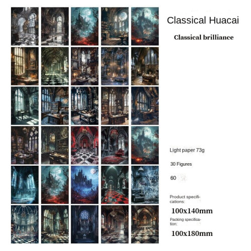 Vintage Dark Aesthetic Junk Journal Paper Pack 60 Sheets
